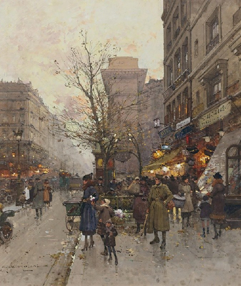 La Porte Saint Denis, Paris reproduction of painting by Eugène Galien-Laloue. ALL GICLEE PRINTS