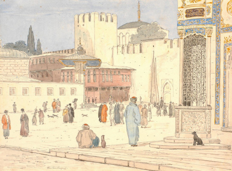 Martinus Rørbye reprodukcija The Square in Front of Bab-i-Hümayan in Constantinople (1836), VISOS REPRODUKCIJOS , paveikslai,...