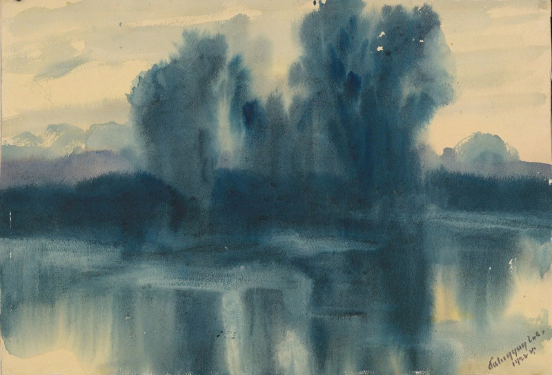 Blue Mood over a Lake (1922) reproduction of painting by Zolo Palugyay. ALL GICLEE PRINTS