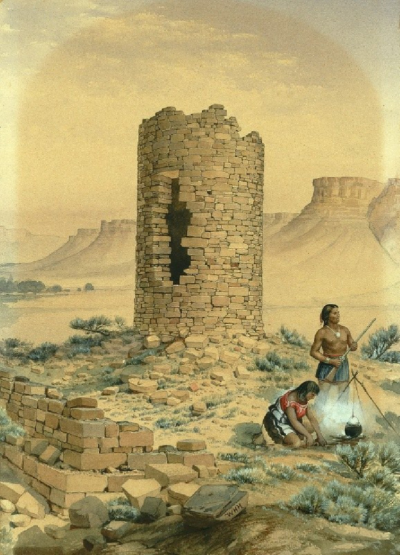 Ancient Stone Round Tower (1875) reproduction of painting by William Henry Holmes. ALL GICLEE PRINTS