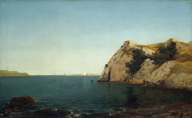 Beacon Rock,Newport Harbor (1857) reproduction of painting by John Frederick Kensett. ALL GICLEE PRINTS