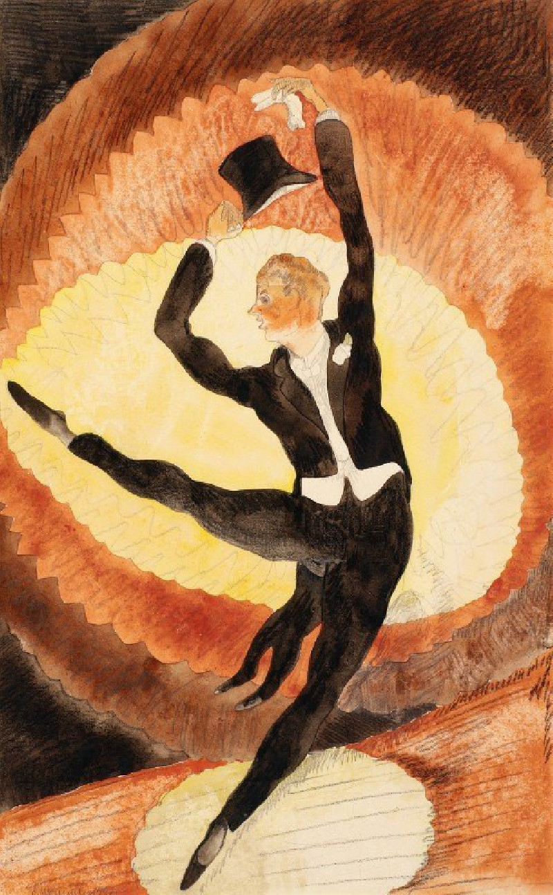 In Vaudeville, Acrobatic Male Dancer with Top Hat (1920) reproduction of painting by Charles Demuth. ALL GICLEE PRINTS