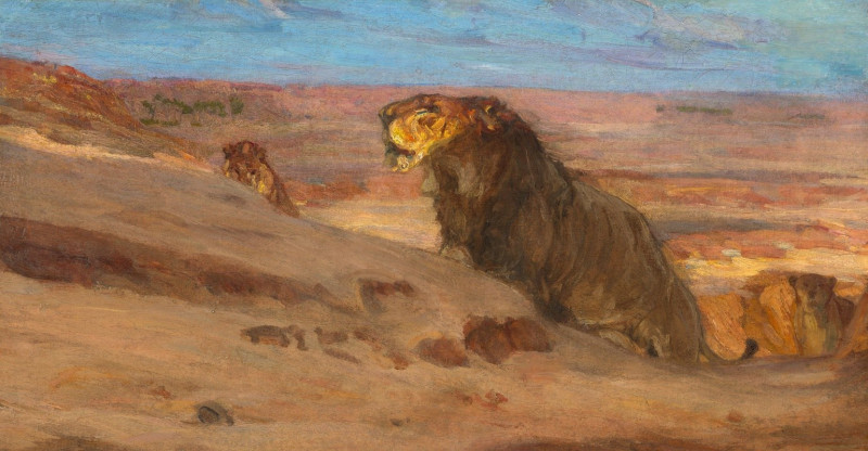 Henry Ossawa Tanner reprodukcija Lions in the Desert (ca. 1897-1900), VISOS REPRODUKCIJOS , paveikslai, reprodukcijos internetu