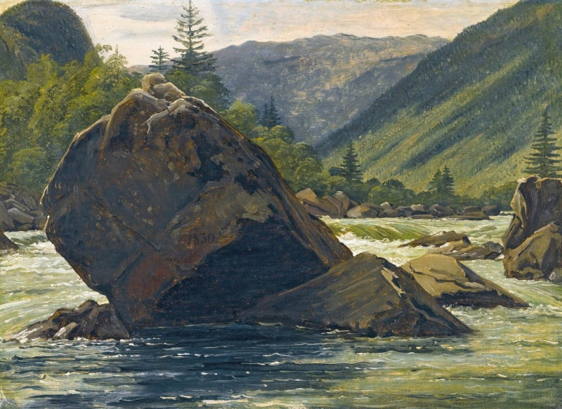 An Erratic Rock In The Rapids (1830) reproduction of painting by Martinus Rørbye. ALL GICLEE PRINTS