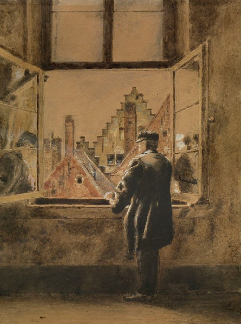 Man at the Window (1876) reproduction of painting by Henri de Braekeleer. ALL GICLEE PRINTS