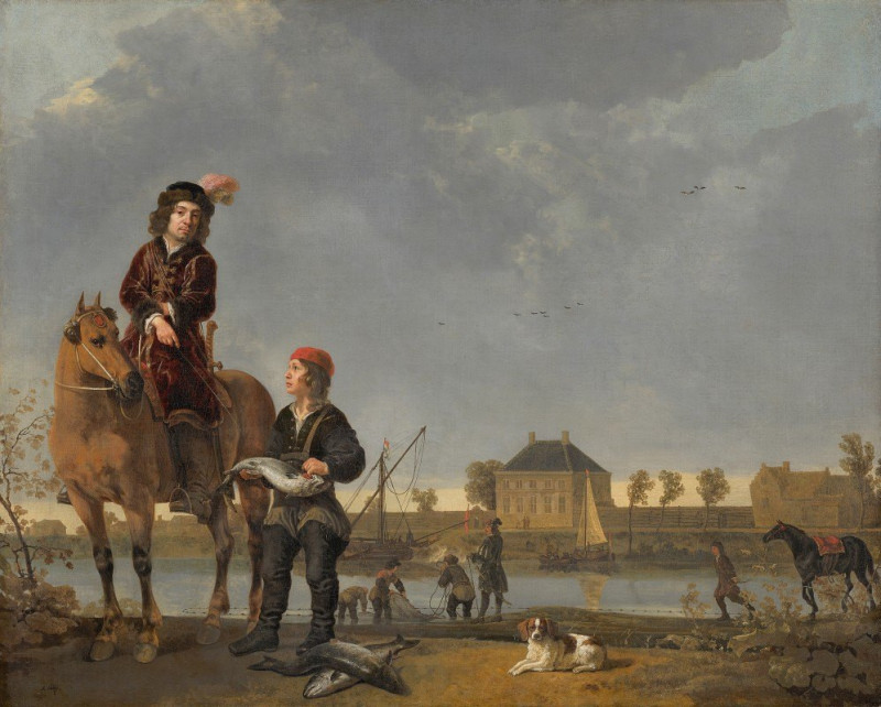 Equestrian Portrait of Pieter de Roovere (c. 1650) reproduction of painting by Aelbert Cuyp. ALL GICLEE PRINTS