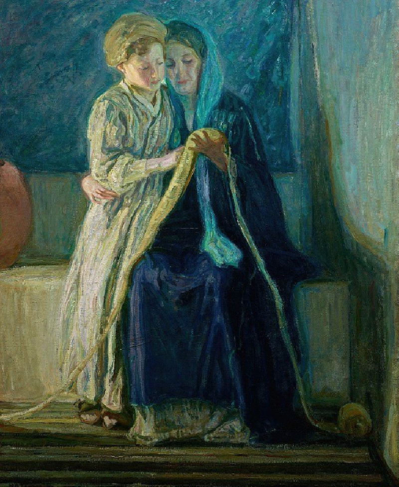 Henry Ossawa Tanner reprodukcija Christ and His Mother Studying the Scriptures (c. 1908), VISOS REPRODUKCIJOS , paveikslai, r...