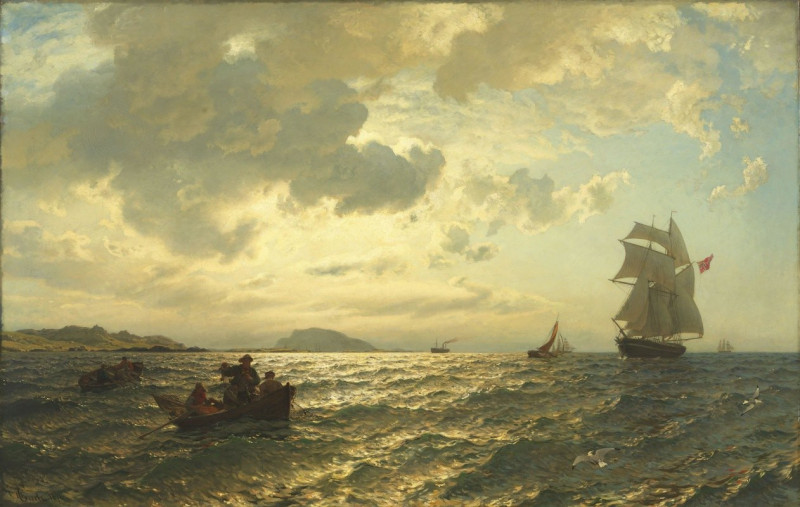 Fresh Breeze on the Norwegian Coast (1876) reproduction of painting by Hans Gude. ALL GICLEE PRINTS