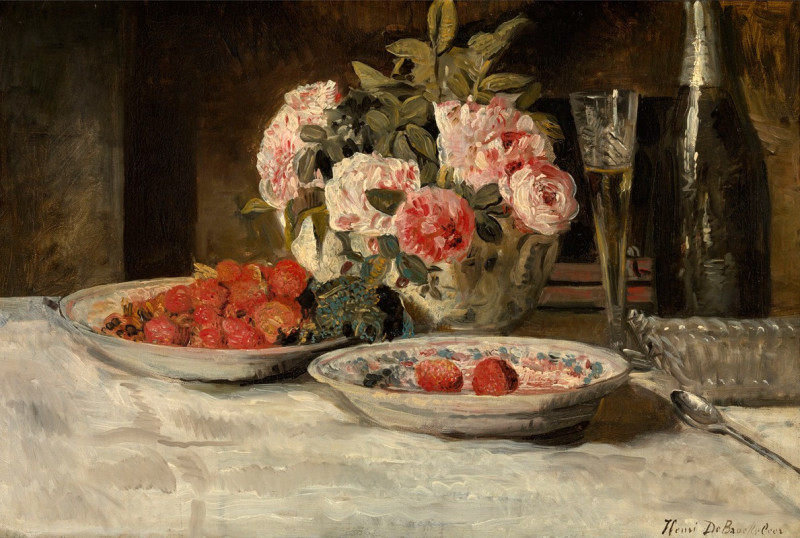 Strawberries and Champagne (1881-1885) reproduction of painting by Henri de Braekeleer. ALL GICLEE PRINTS