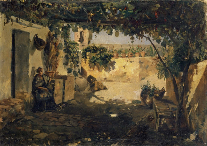 Spanish Pergola (1857) reproduction of painting by Frank Buchser. ALL GICLEE PRINTS