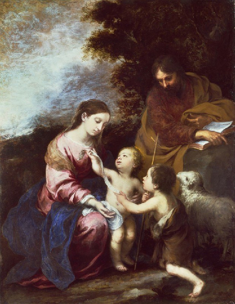 Bartolomé Estebán Murillo reprodukcija The Holy Family with the Infant Baptist (c. 1670), VISOS REPRODUKCIJOS , paveikslai, r...