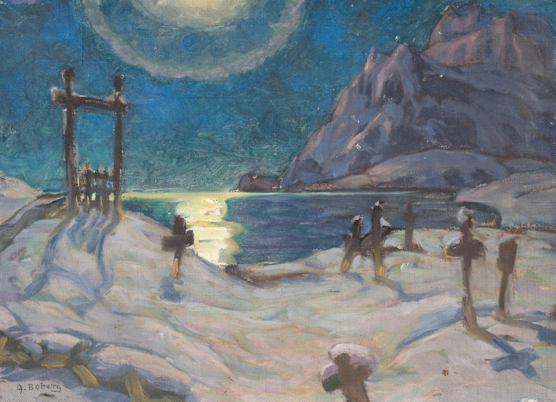 The Graveyard in the Mountains. Study from Lofoten (1920) reproduction of painting by Anna Boberg. ALL GICLEE PRINTS