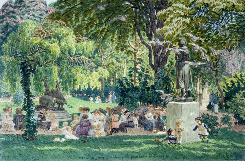 Square de la mairie (XIV) Paris. (1918) reproduction of painting by Félix Brard. ALL GICLEE PRINTS