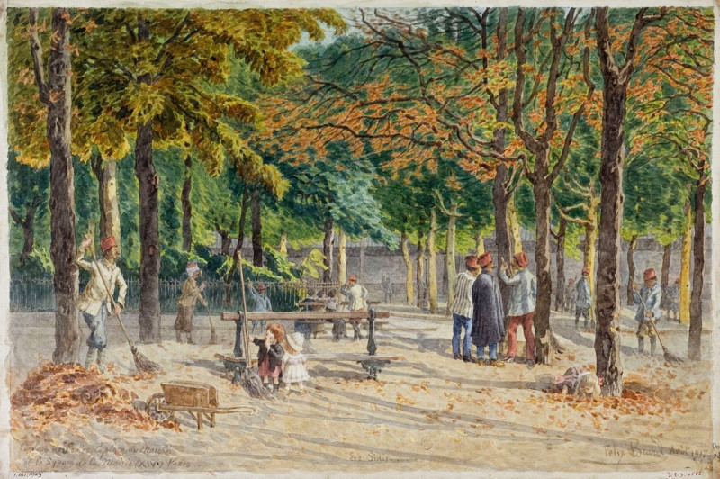 Les Sidis, place des Ecoles, place du Marché et square de la mairie du 14ème arrondissement reproduction of painting by Félix...