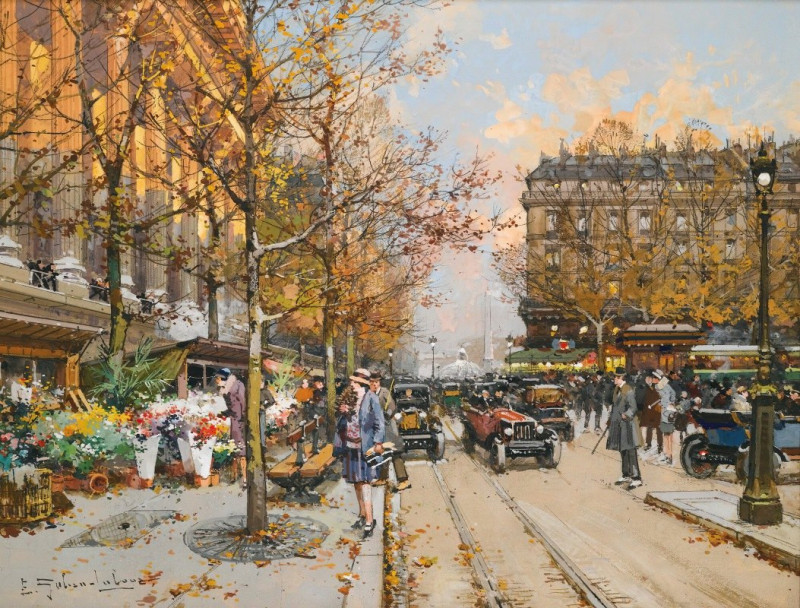 Place De La Madeleine reproduction of painting by Eugène Galien-Laloue. ALL GICLEE PRINTS