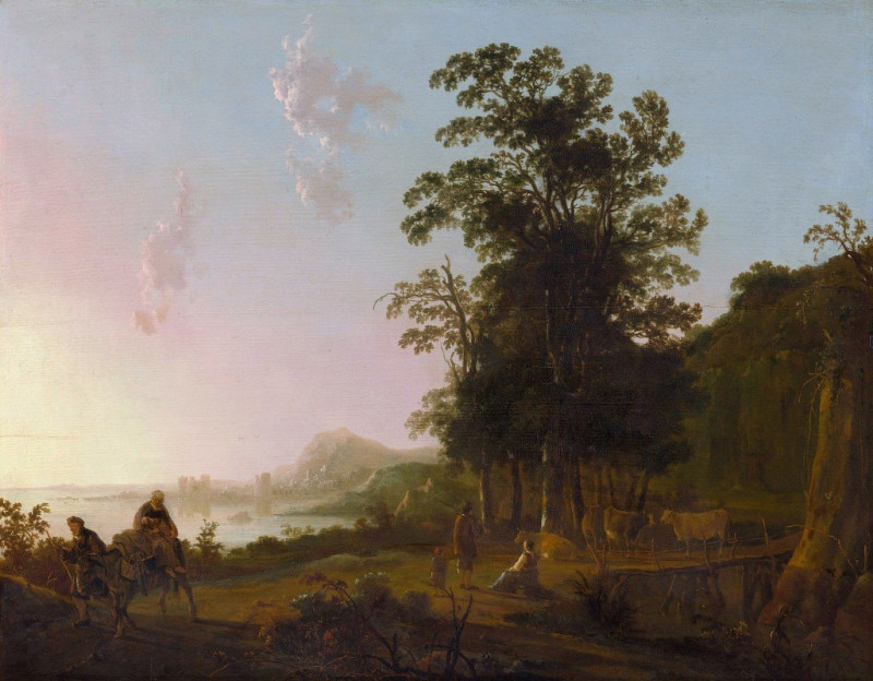 Landscape with the Flight into Egypt (ca. 1650) reproduction of painting by Aelbert Cuyp. ALL GICLEE PRINTS