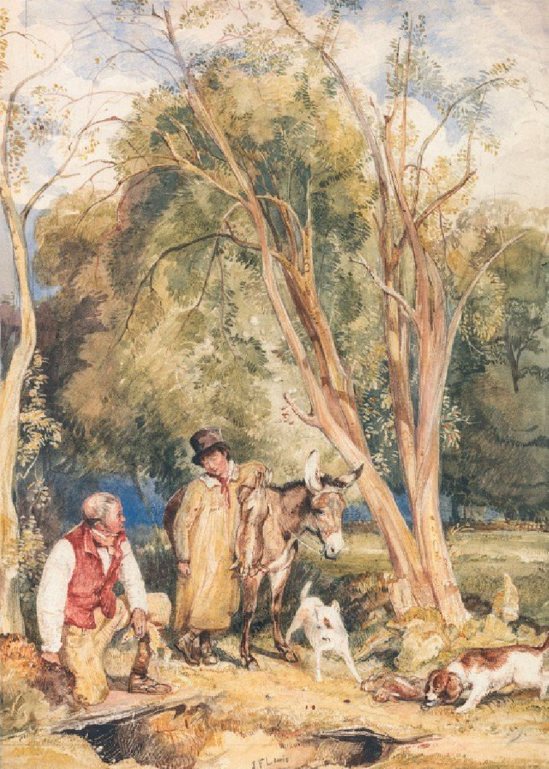 Game Keeper And Boy Ferreting A Rabbit reproduction of painting by John Frederick Lewis. ALL GICLEE PRINTS