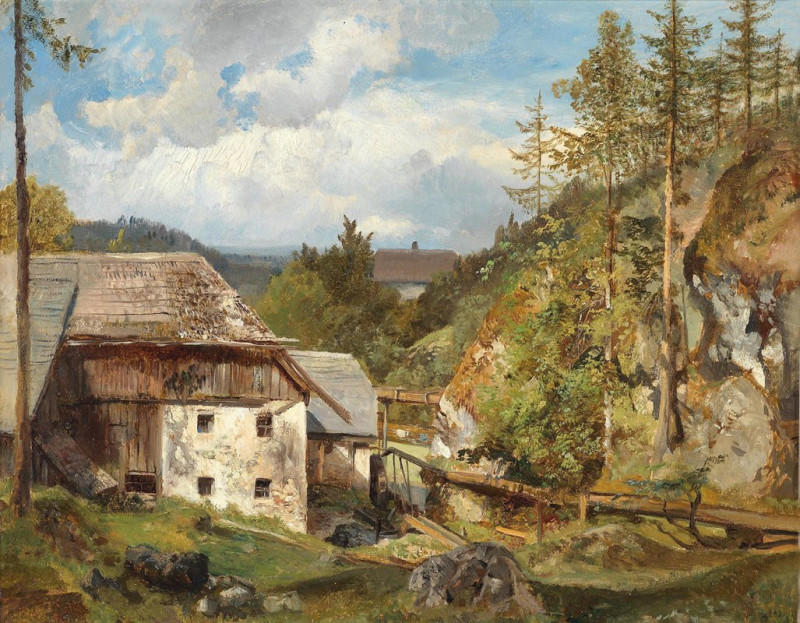 Die Mühle im Wald reproduction of painting by Emil Jakob Schindler. ALL GICLEE PRINTS