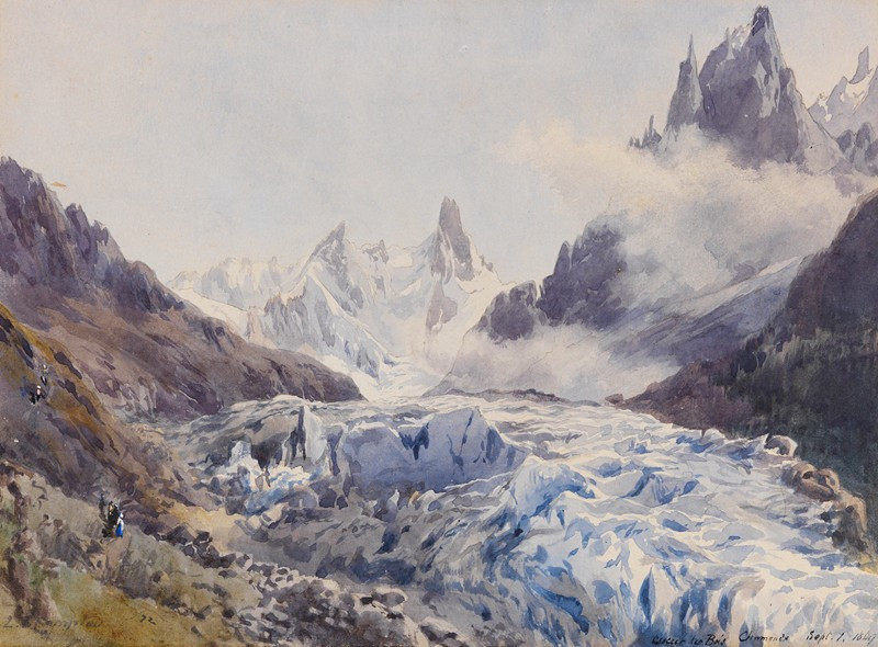 Glacier des Bois, Chamonix (1869) reproduction of painting by Edward Theodore Compton. ALL GICLEE PRINTS