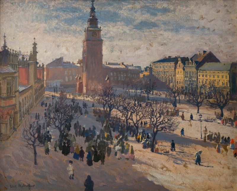 Main Market Square in Krakow (1903) reproduction of painting by Józef Mehoffer. ALL GICLEE PRINTS