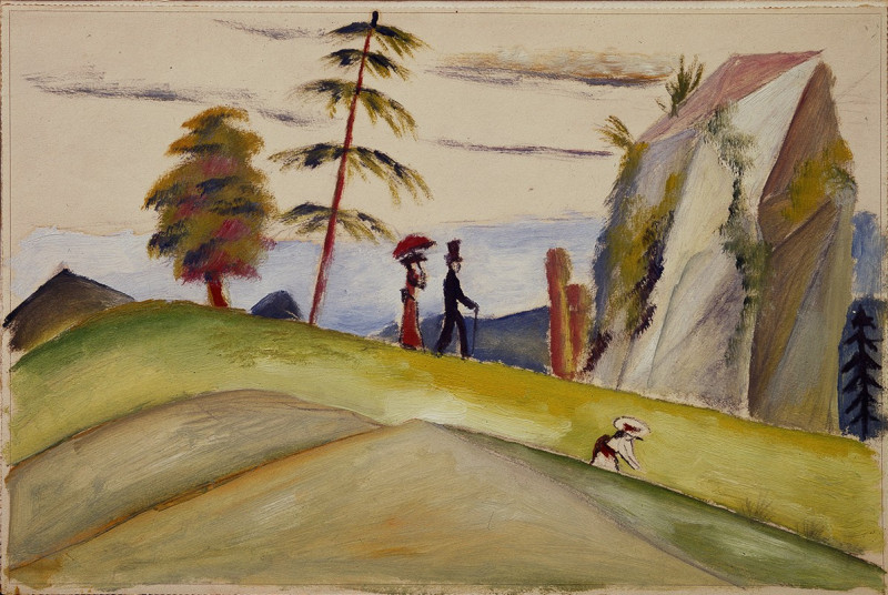 Strollers in a Rocky Landscape (1911) reproduction of painting by August Macke. ALL GICLEE PRINTS