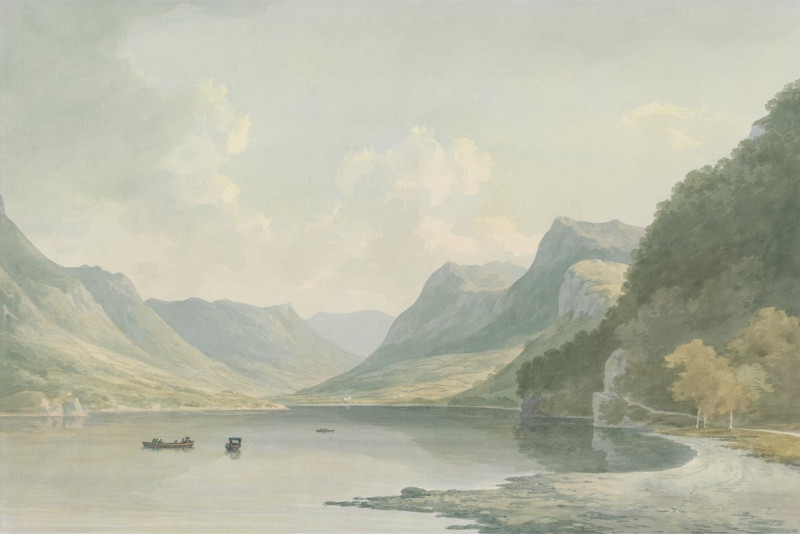 Ullswater, Looking toward Patterdale (1792) reproduction of painting by John Warwick Smith. ALL GICLEE PRINTS