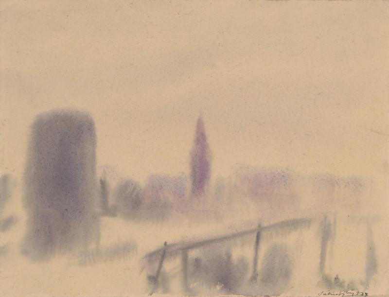 Town in Fog (1929) reproduction of painting by Zolo Palugyay. ALL GICLEE PRINTS