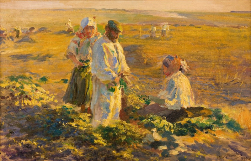 Beet-Lifting (1893) reproduction of painting by Leon Wyczółkowski. ALL GICLEE PRINTS