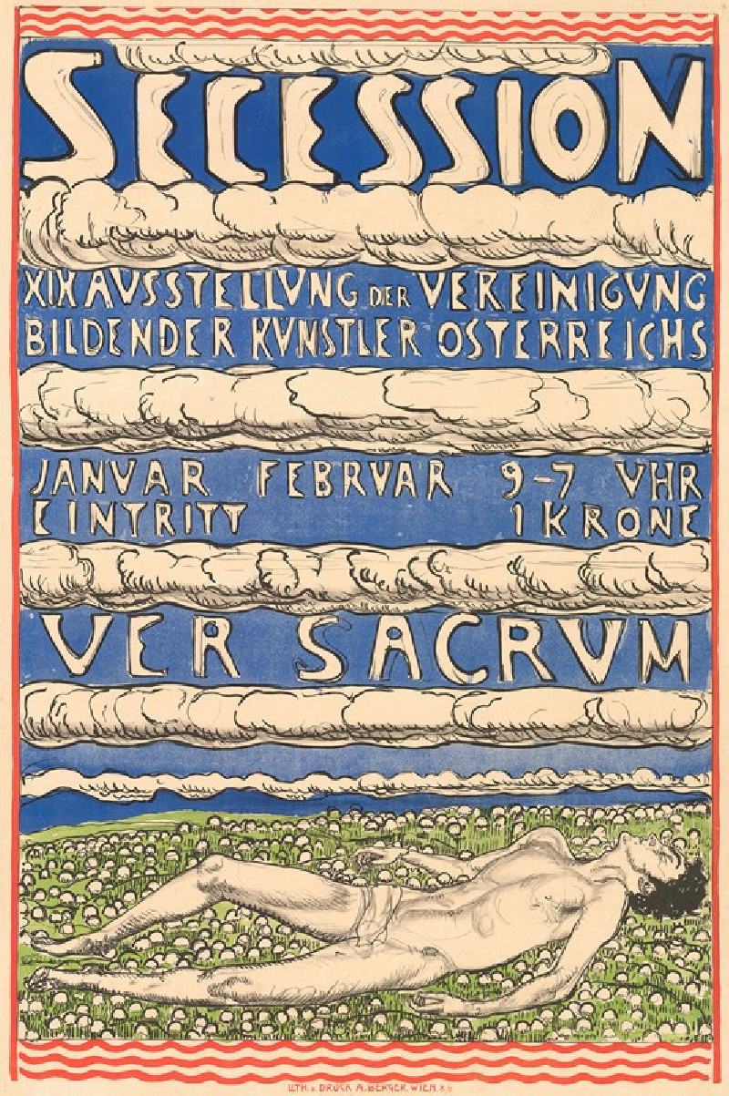 Secession – XIX. Ausstellung der Vereinigung Bildender Künstler Österreichs – Ver Sacrum (1904) reproduction of painting by F...