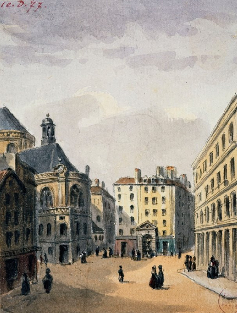 Pointe Saint-Eustache et la fontaine. (1810) reproduction of painting by Auguste-Sébastien Bénard. ALL GICLEE PRINTS