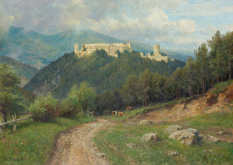 Die Ruine Starhemberg im Piestingtal (1906) reproduction of painting by Hugo Darnaut. ALL GICLEE PRINTS