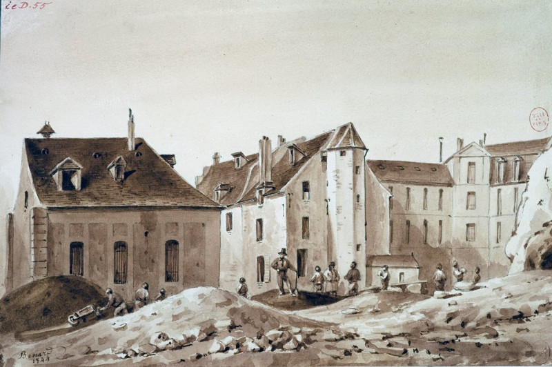 Construction de la bibliothèque Sainte-Geneviève, sur une partie des terrains occupés par le collège Sainte-Barbe. (1844) rep...