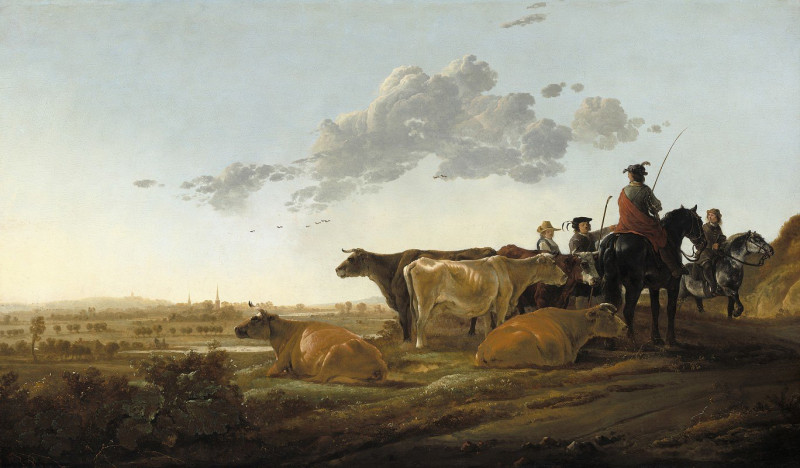 Landscape with Herdsmen (mid-1650s) reproduction of painting by Aelbert Cuyp. ALL GICLEE PRINTS