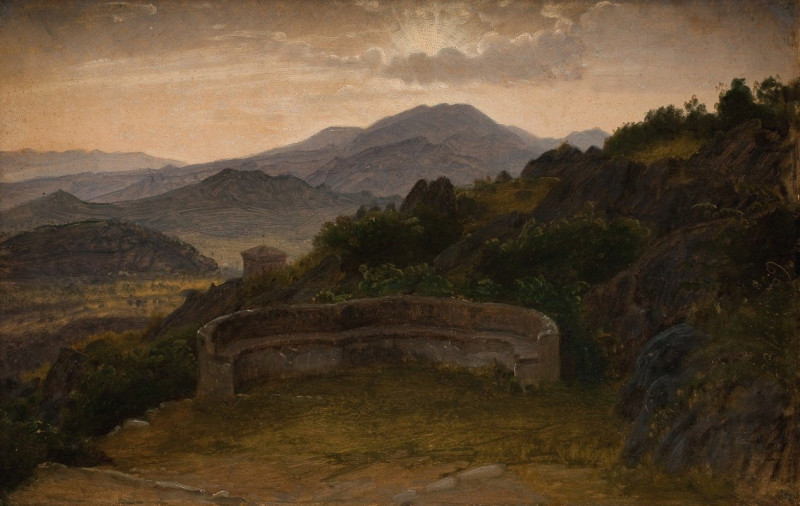 Landscape near Subiaco. Sunset (1868 - 1869) reproduction of painting by P. C. Skovgaard. ALL GICLEE PRINTS