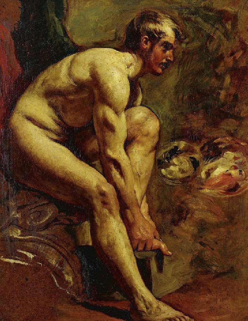 William Etty reprodukcija Male Nude, Aktas , paveikslai, reprodukcijos internetu