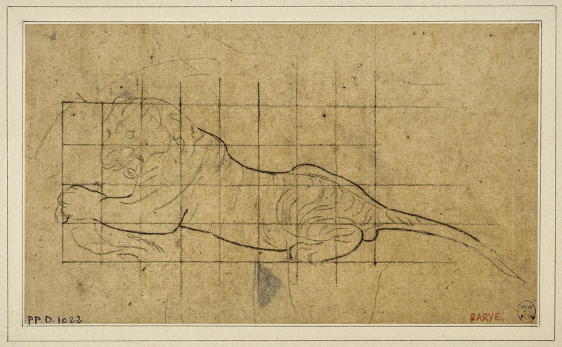 Antoine-Louis Barye reprodukcija Tigre couché à gauche (19th century), VISOS REPRODUKCIJOS , paveikslai, reprodukcijos internetu