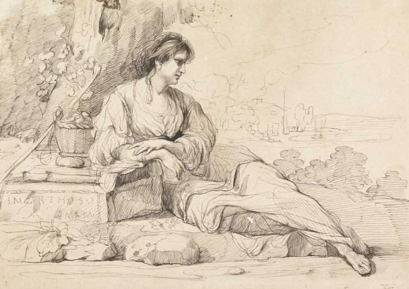 John Hamilton Mortimer reprodukcija Reclining Female Figure in an Italian Landscape, VISOS REPRODUKCIJOS , paveikslai, reprod...