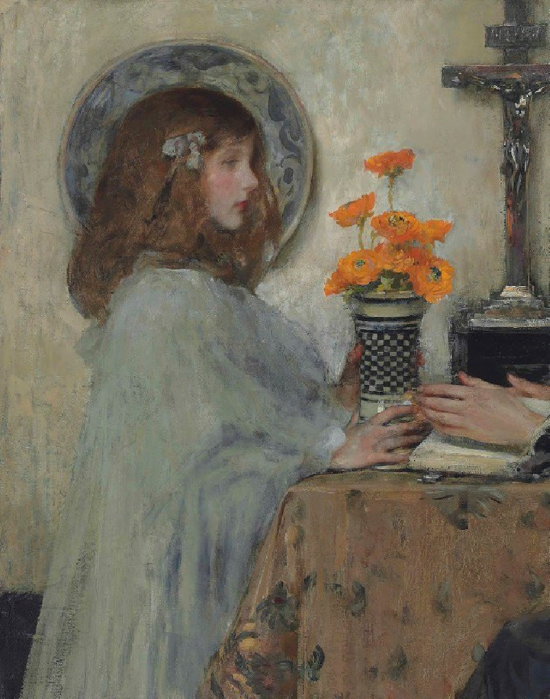 The Offering reproduction of painting by James Jebusa Shannon. ALL GICLEE PRINTS