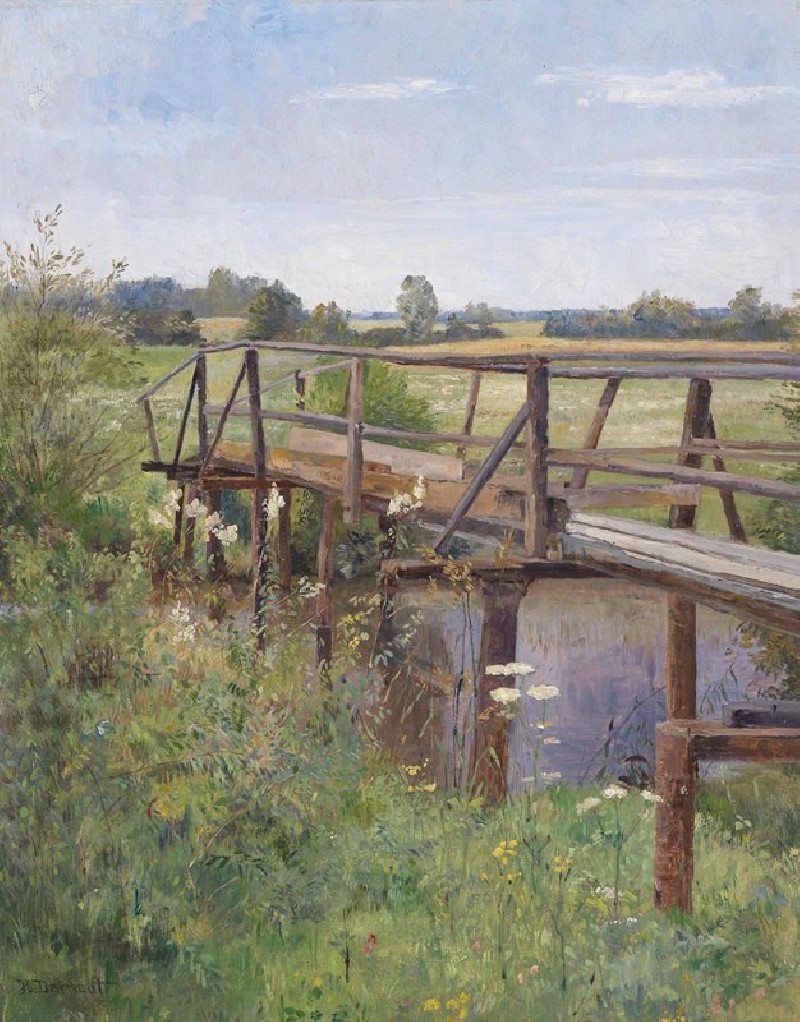 Sommerlandschaft mit Brücke reproduction of painting by Hugo Darnaut. ALL GICLEE PRINTS