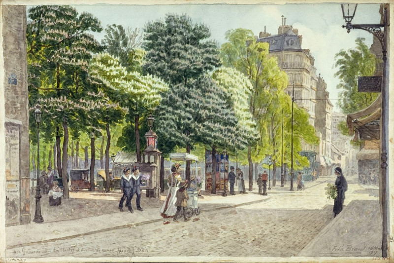 La rue Gassendi, rue des Plantes et avenue du Maine (1917) reproduction of painting by Félix Brard. ALL GICLEE PRINTS