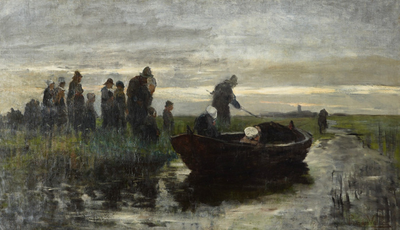 Marken funeral barge (1890-1891) reproduction of painting by Petrus van der Velden. ALL GICLEE PRINTS