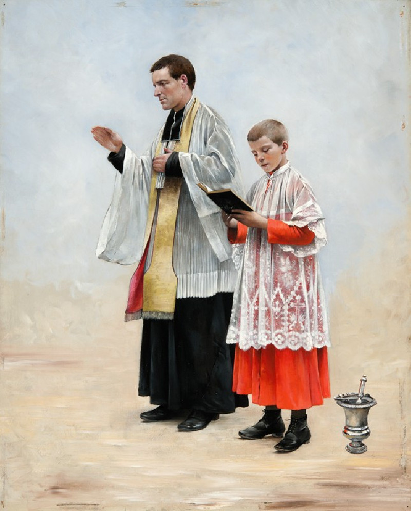 Priest and Acolyte (1881) reproduction of painting by August Hagborg. ALL GICLEE PRINTS