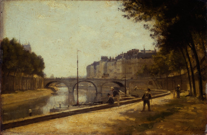 Le pont Saint-Michel (1880) reproduction of painting by Stanislas Lépine. ALL GICLEE PRINTS