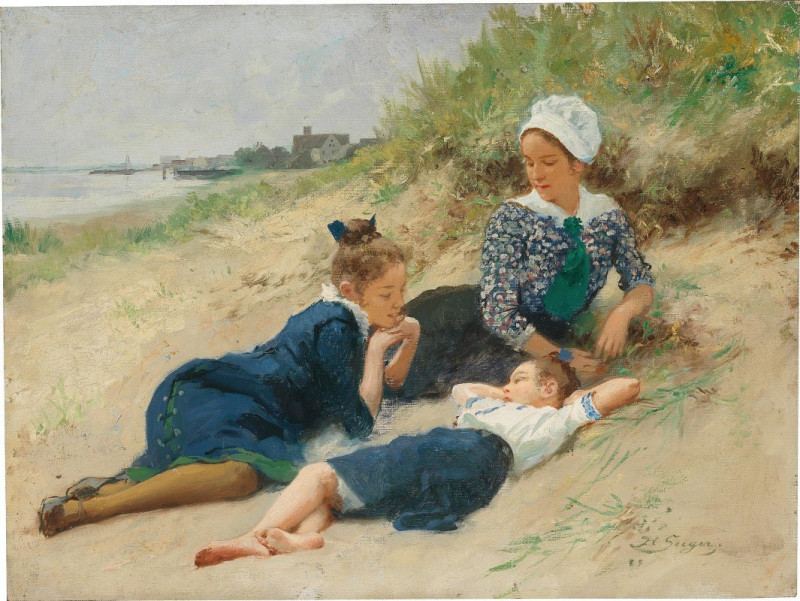 A Summer Day in the Dunes reproduction of painting by Hermann Seeger. ALL GICLEE PRINTS