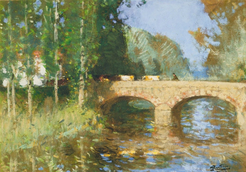 Le Pont Sur La Riviere reproduction of painting by Pierre-Eugène Montézin. ALL GICLEE PRINTS