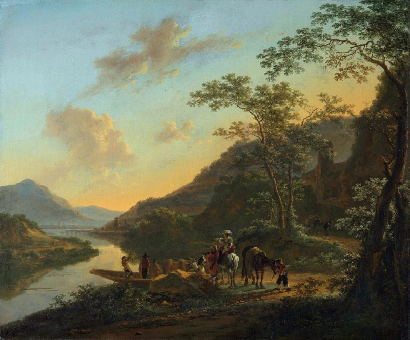 Italian Landscape with Ferry (c. 1652) reproduction of painting by Jan Both. ALL GICLEE PRINTS