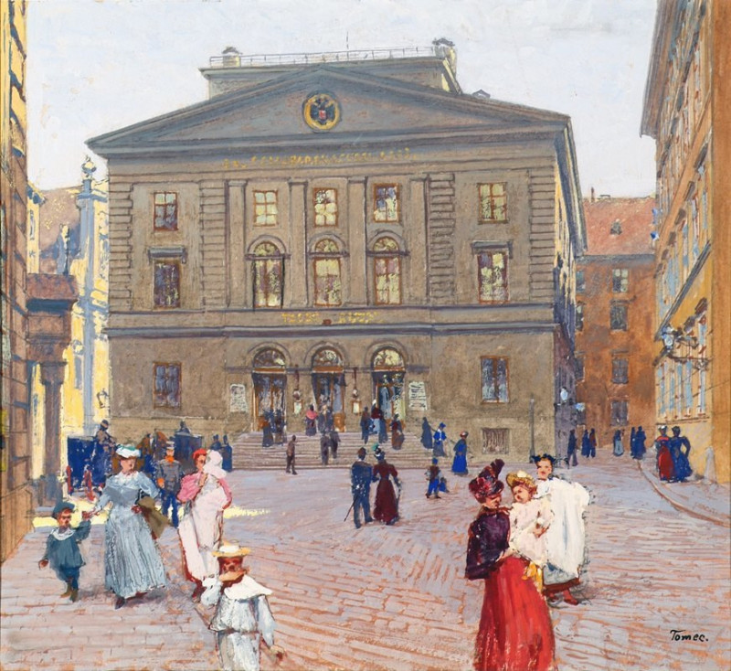 Das Postsparkassengebäude in Wien (1900) reproduction of painting by Jindřich Tomec. ALL GICLEE PRINTS