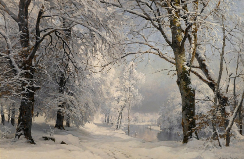 Forest In Winter (1882) reproduction of painting by Anders Andersen-Lundby. ALL GICLEE PRINTS