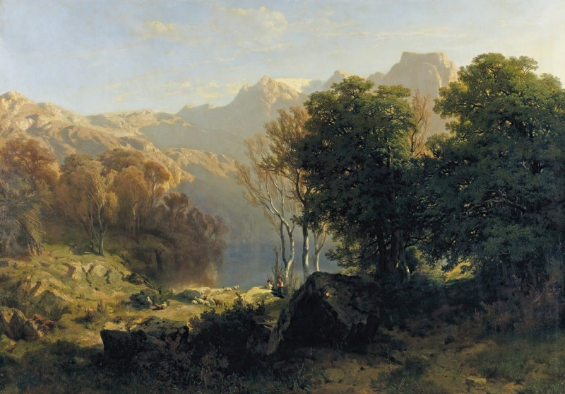 Lake Lucerne (1851) reproduction of painting by Alexandre Calame. ALL GICLEE PRINTS