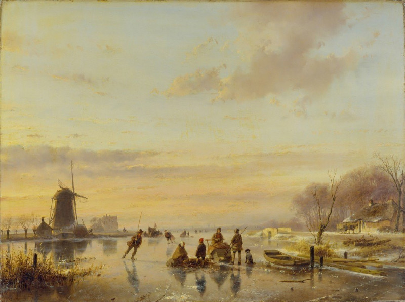 Winter in Holland (1843) reproduction of painting by Andreas Schelfhout. ALL GICLEE PRINTS